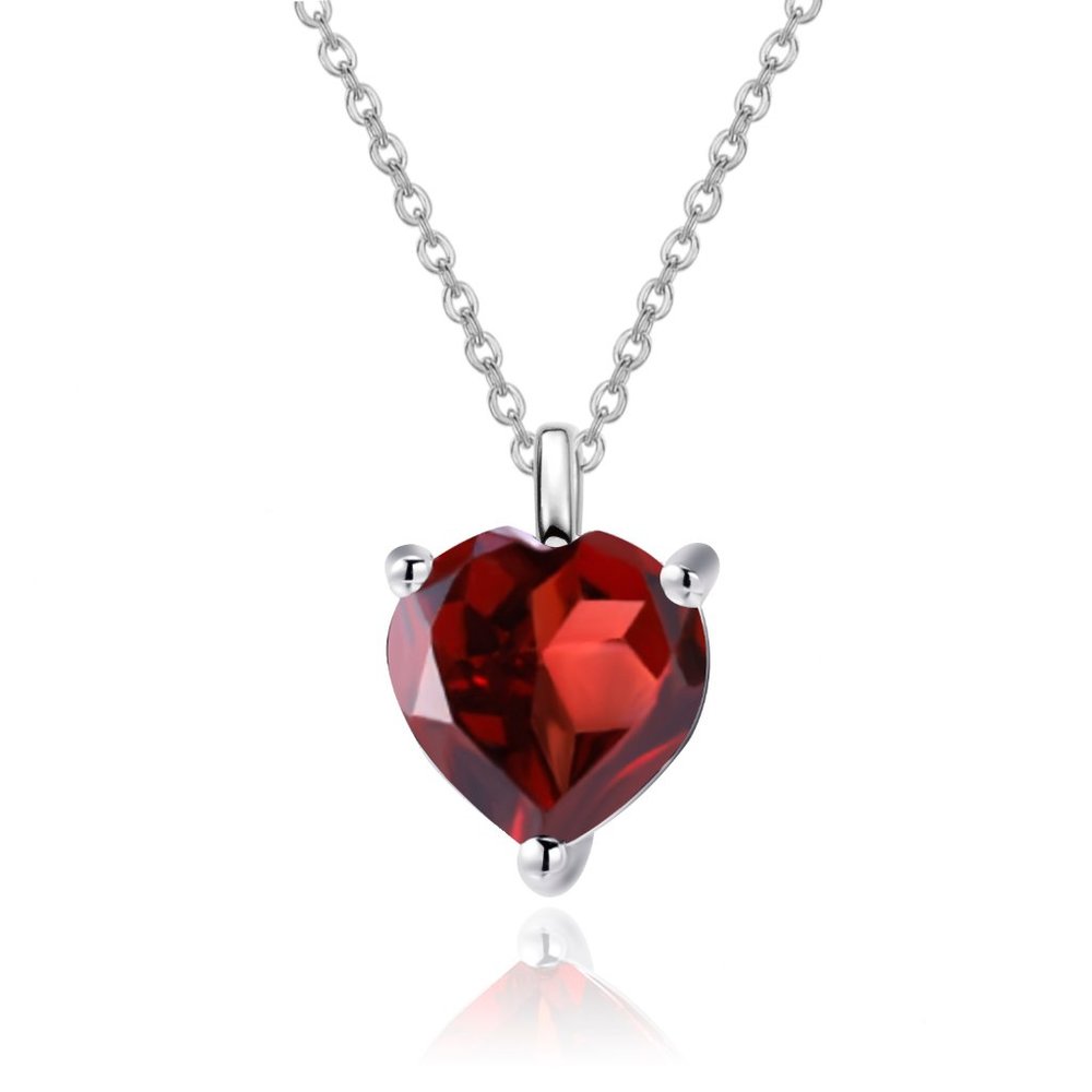 Natural Garnet Gemstone Heart Pendant.